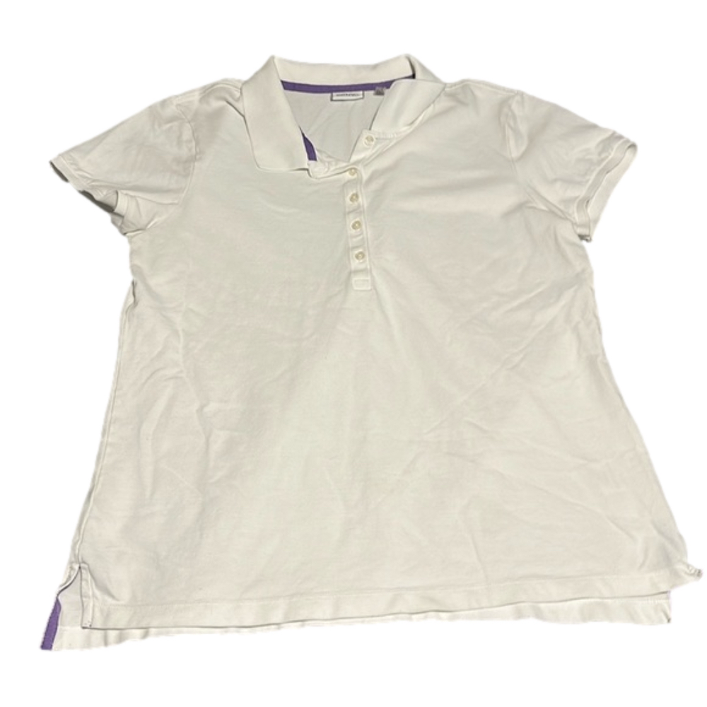 DKNYC Plain White Collared Tee Women XL Purple Lining